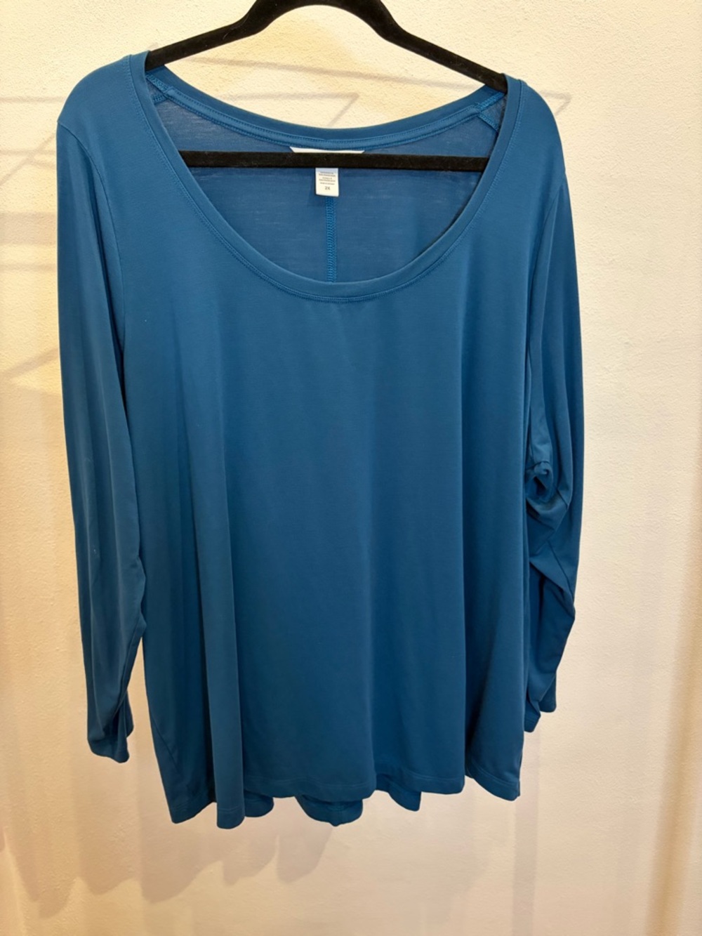 Athleta Teal Scoop Neck Long-Sleeve Top